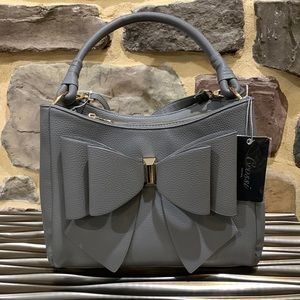 NWT CROSSI FRONT BOW HANDBAG - FROSTED GREY